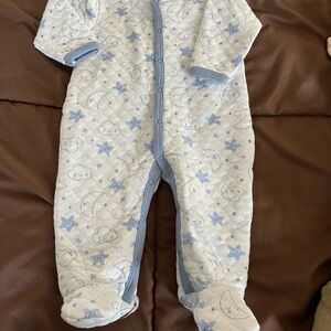 Adorable Blue and White Kids Footie Pajamas